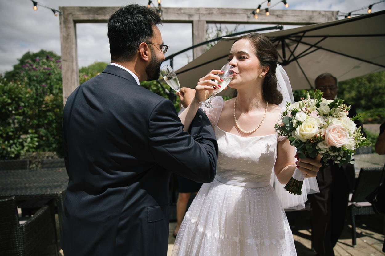 bride and groom toast